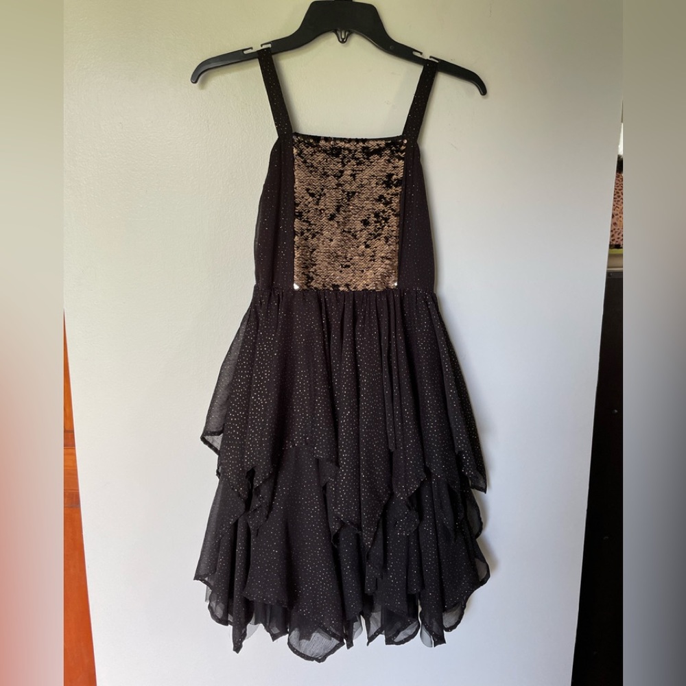Justice Girl’s Party Dress, Black & Gold, Size 14